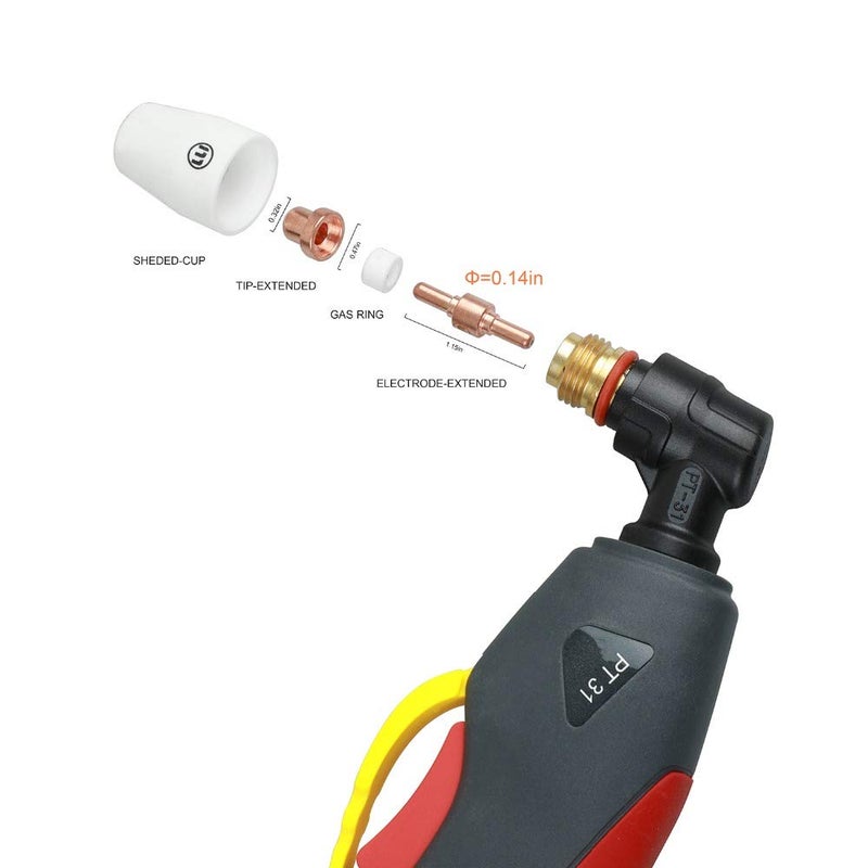 Reboot Plasma Cutter Consumables fits CUT40 CUT50 with Plasma Cutter Torch PT31 LG40 for RBC-4000/4500/5000D 40 PCS Nozzle Electrode Extended Long Tip Shroud Shield Cup - Image 3